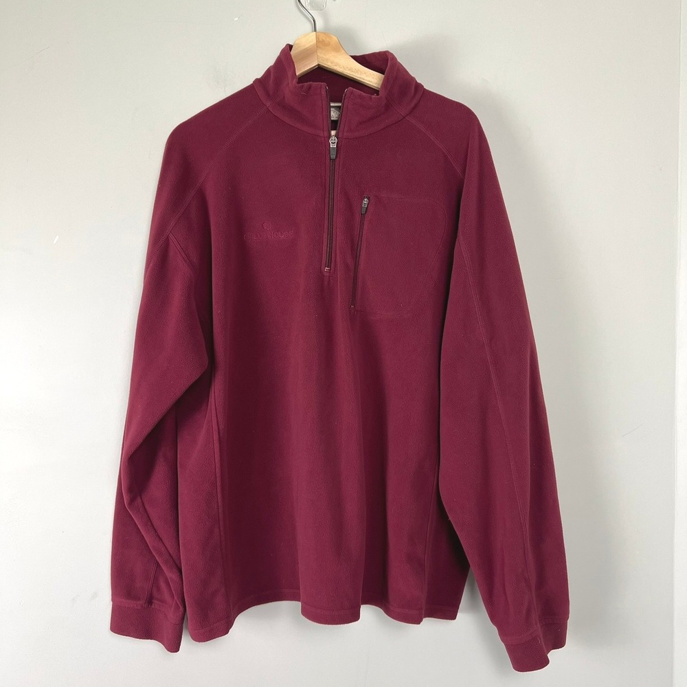LL Bean Mens Burgundy Fleece Quarter Zip Pullover Sweatshirt XL Reg Outdoor